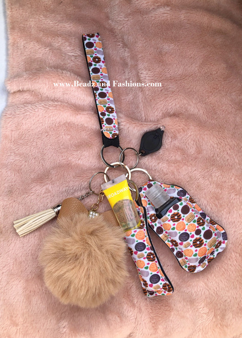 Doughnuts Lip gloss & hand sanitizer Keychain