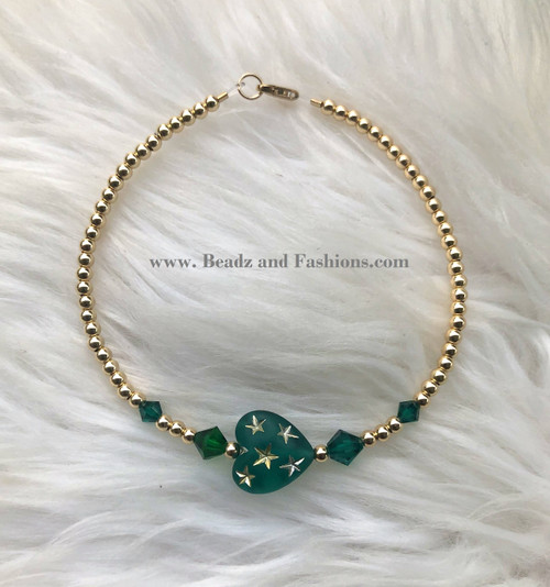 14k gold May heart stardust bracelet #1