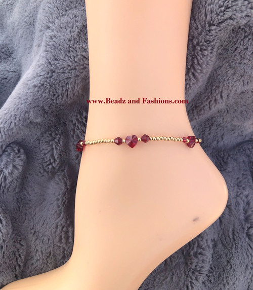 14k gold January heart Anklet