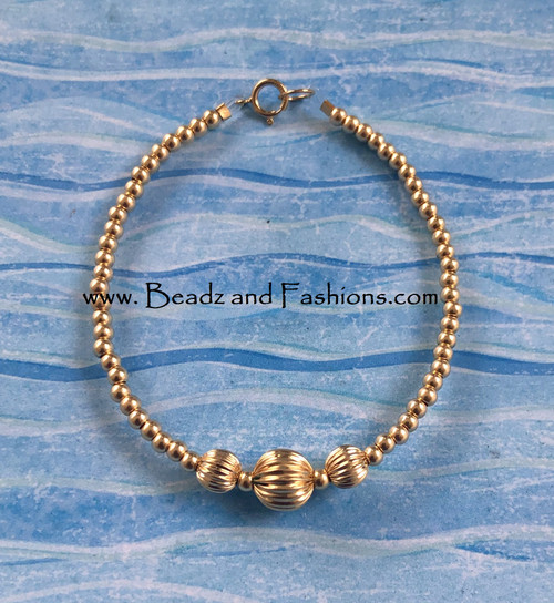 14k All gold ball bracelet #40