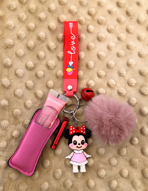 Pink Minnie Mouse Lip gloss Keychain