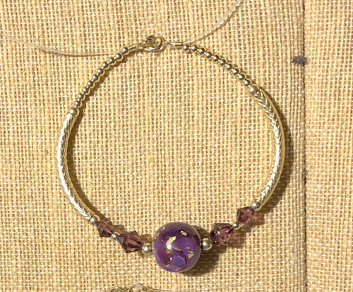 14k gold purple marble bangle