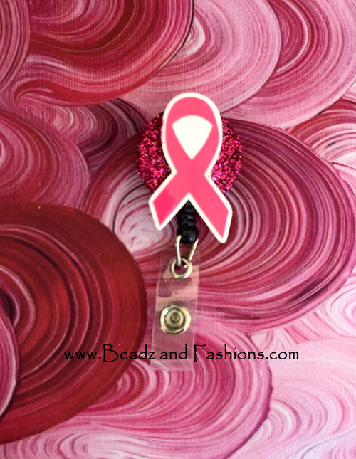 Pink Breast cancer Ribbon badge reel #6
