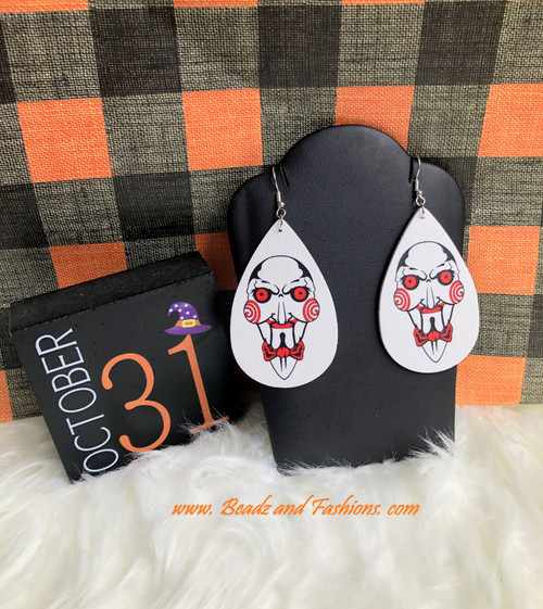 Halloween Saw Leather earrings