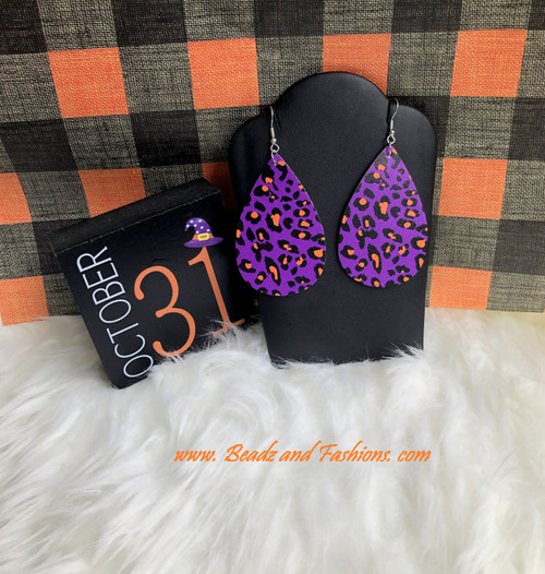 Halloween Cheetah print Leather earrings