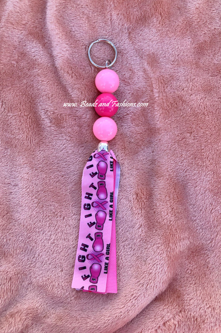 Breast Cancer  Medium tassel Key chain fight