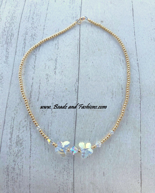 14k gold Clear Butterfly necklace #2