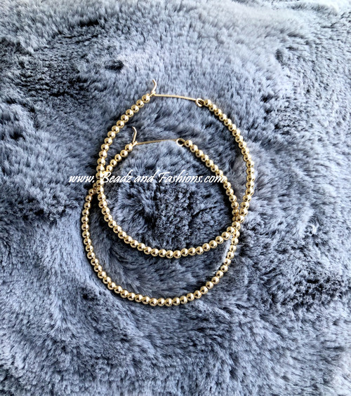 14k All gold plain hoop earrings #2