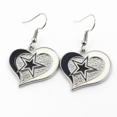 Cowboys heart charm earrings