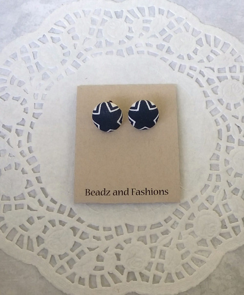 Cowboy fabric button earrings #3