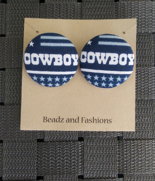 Cowboy fabric button earrings #5
