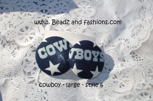 Cowboy fabric button earrings #8