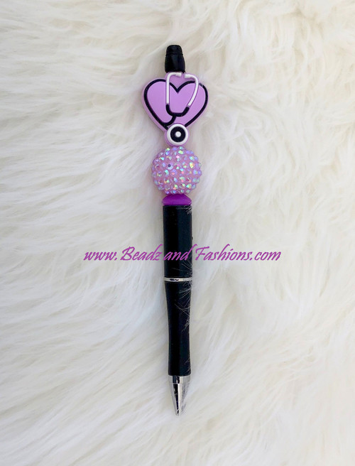 Purple Stethoscope  custom  Beadable pen #1