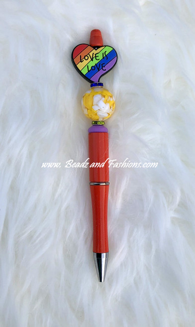 Rainbow Heart Beadable pen #2