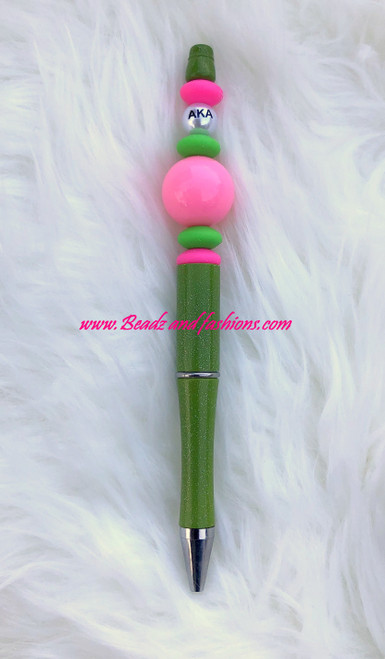 Pink & green Beadable pen #2