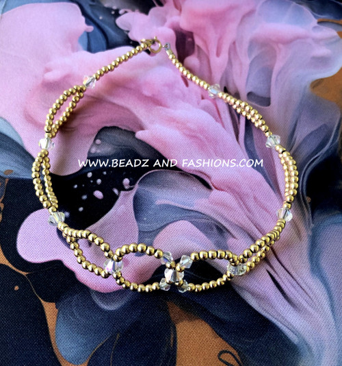 14k ANY COLOR crystal Double  Anklet