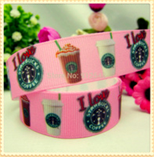 Starbucks  pink  7/8 grosgrain Ribbon