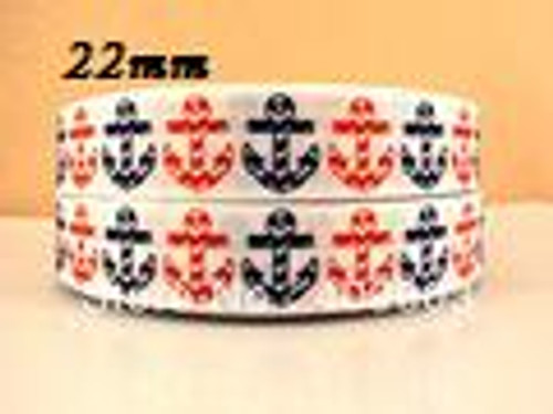 Chevron anchor 7/8 grosgrain Ribbon