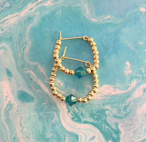 14k gold Small December hoop earrings