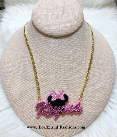 Mouse Acrylic Character nameplate necklace #3