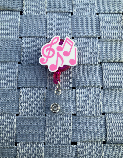 Pink Music Notes badge reel