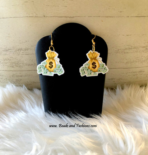 Bag of Money dangle earrings