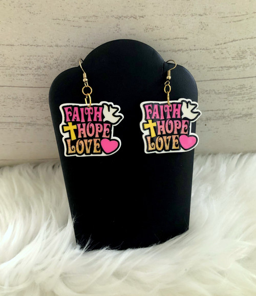 Faith hope love earrings
