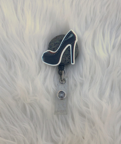 Black heel badge reel