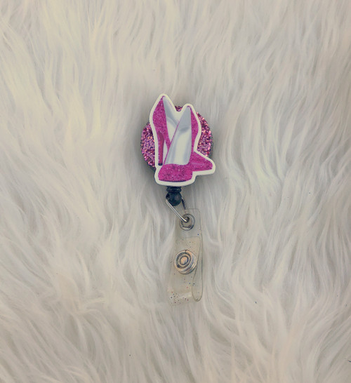 pink heel badge reel