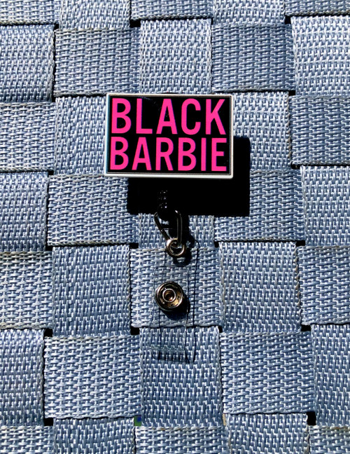 Black barbie badge reel