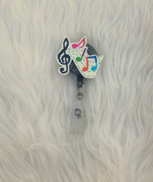 Color Music Notes badge reel