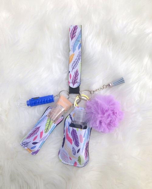 Feathers Lip gloss & hand sanitizer Keychain #3