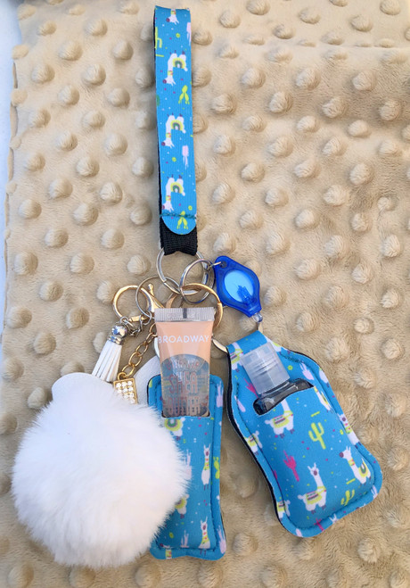 Llama Lip gloss & hand sanitizer Keychain #1