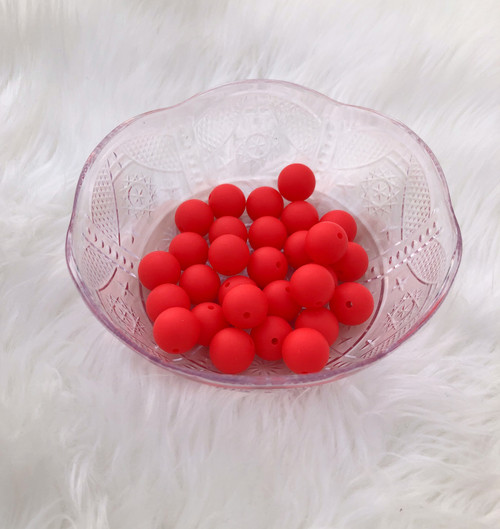 Bright red Round focal silicone beads