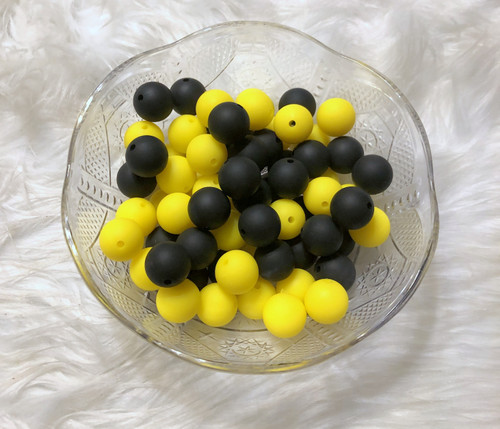 20pc yellow/black silicone beads mix #1