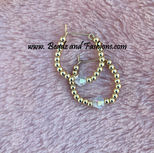 14k gold clear small  hoop earrings  #1 kids