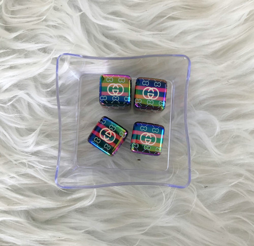 14mm  square cube monogram acrylic bead
