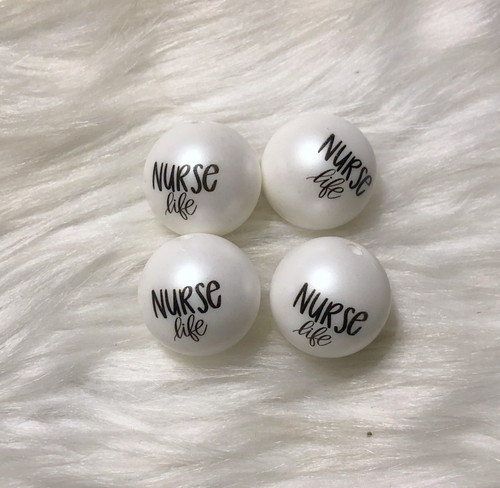 20mm Nurse Life print acrylic beads