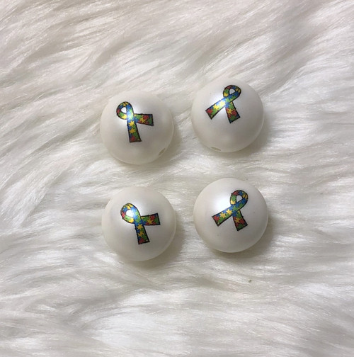 20mm Autism print acrylic beads