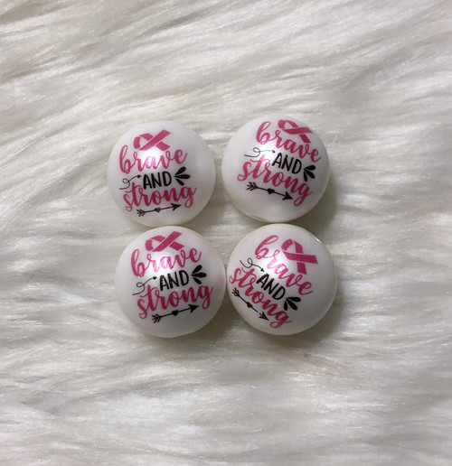 20mm Breast Cancer print acrylic beads
