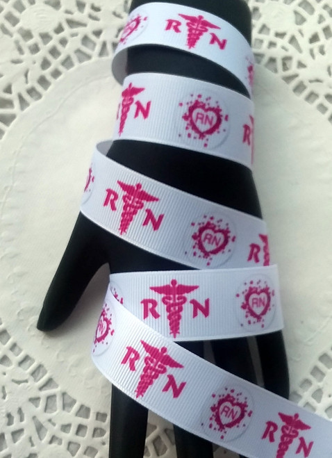 RN Love Nurse 7/8 grosgrain Ribbon