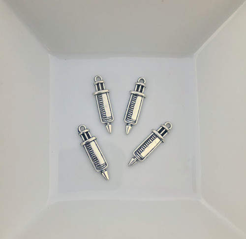 5pc Silver shot needle charm pendant