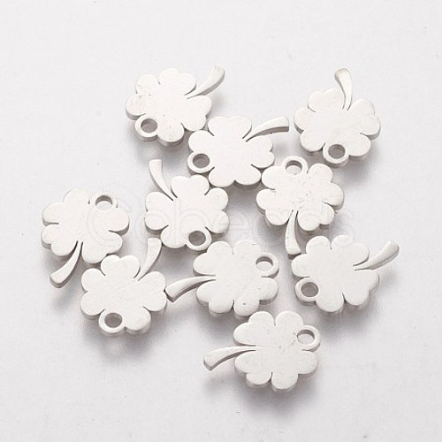 6pc lucky charm clover stainless steel charms
