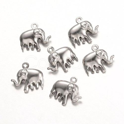 6pc elephant stainless steel charms
