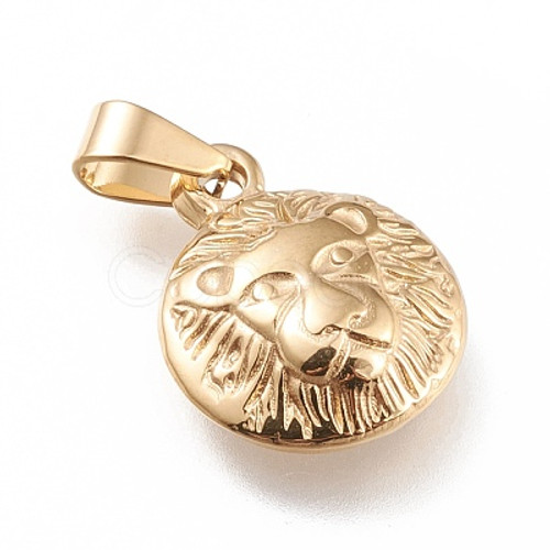 Lion head gold charm pendant