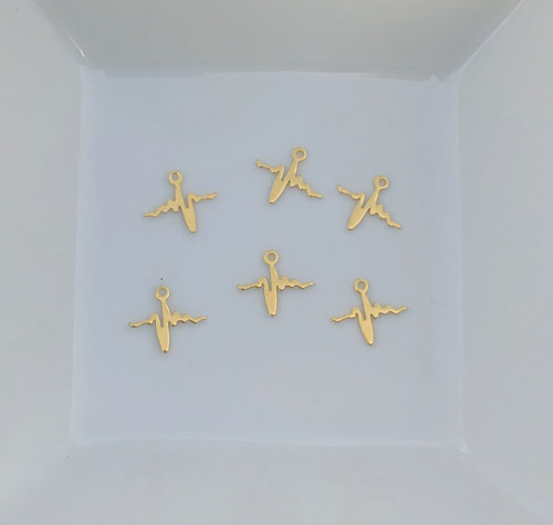 10pc EKG stainless steel gold charms