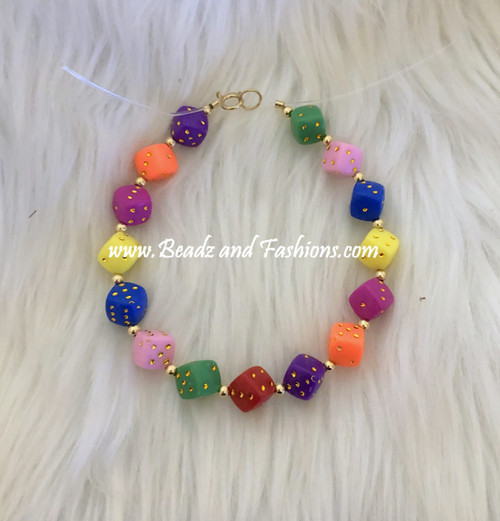 14k Gold Rainbow Dice bracelet #1B