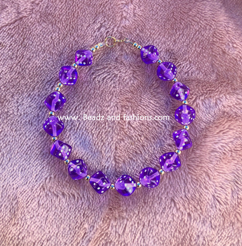 14k Gold Purple Dice bracelet #6