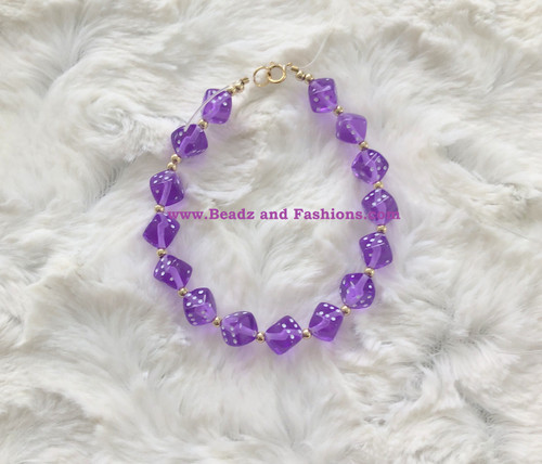 14k Gold Purple Dice bracelet #6