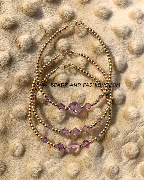 14k gold 3pc June stack bracelet set #1